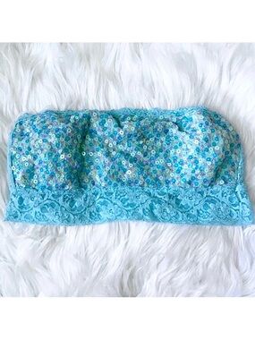 Teal Sequined Lace Bandeau